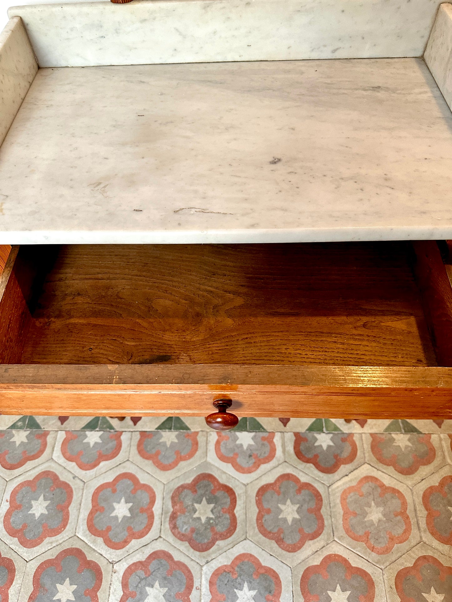 C19th French Pine & Marble Washstand