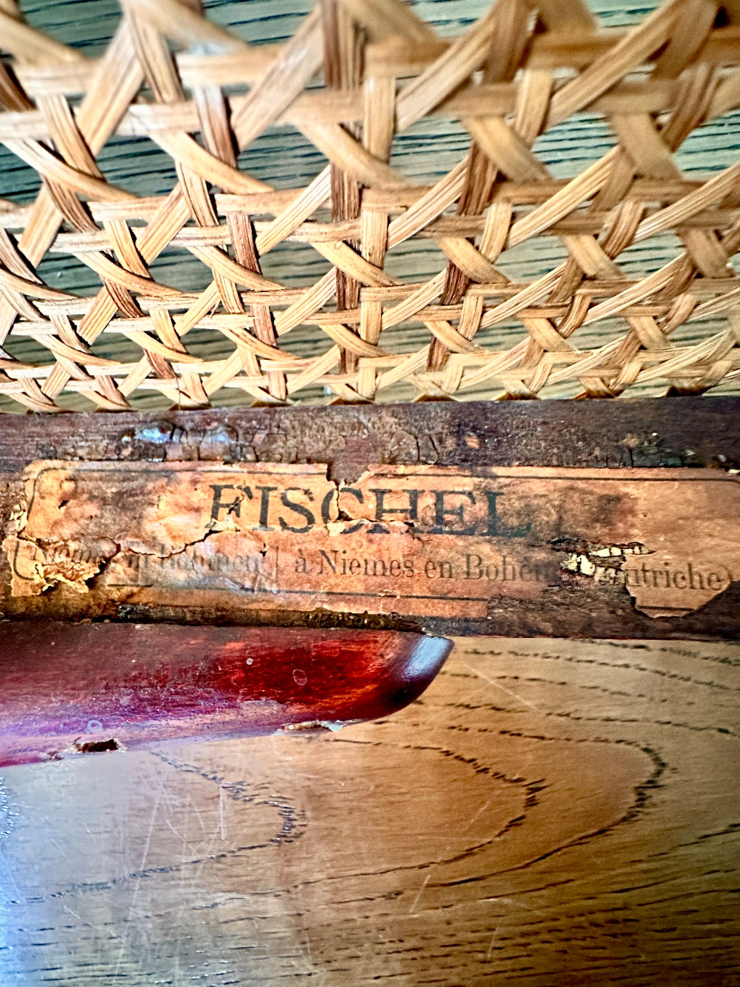 Art Nouveau Fischel Beech & Cane Bench