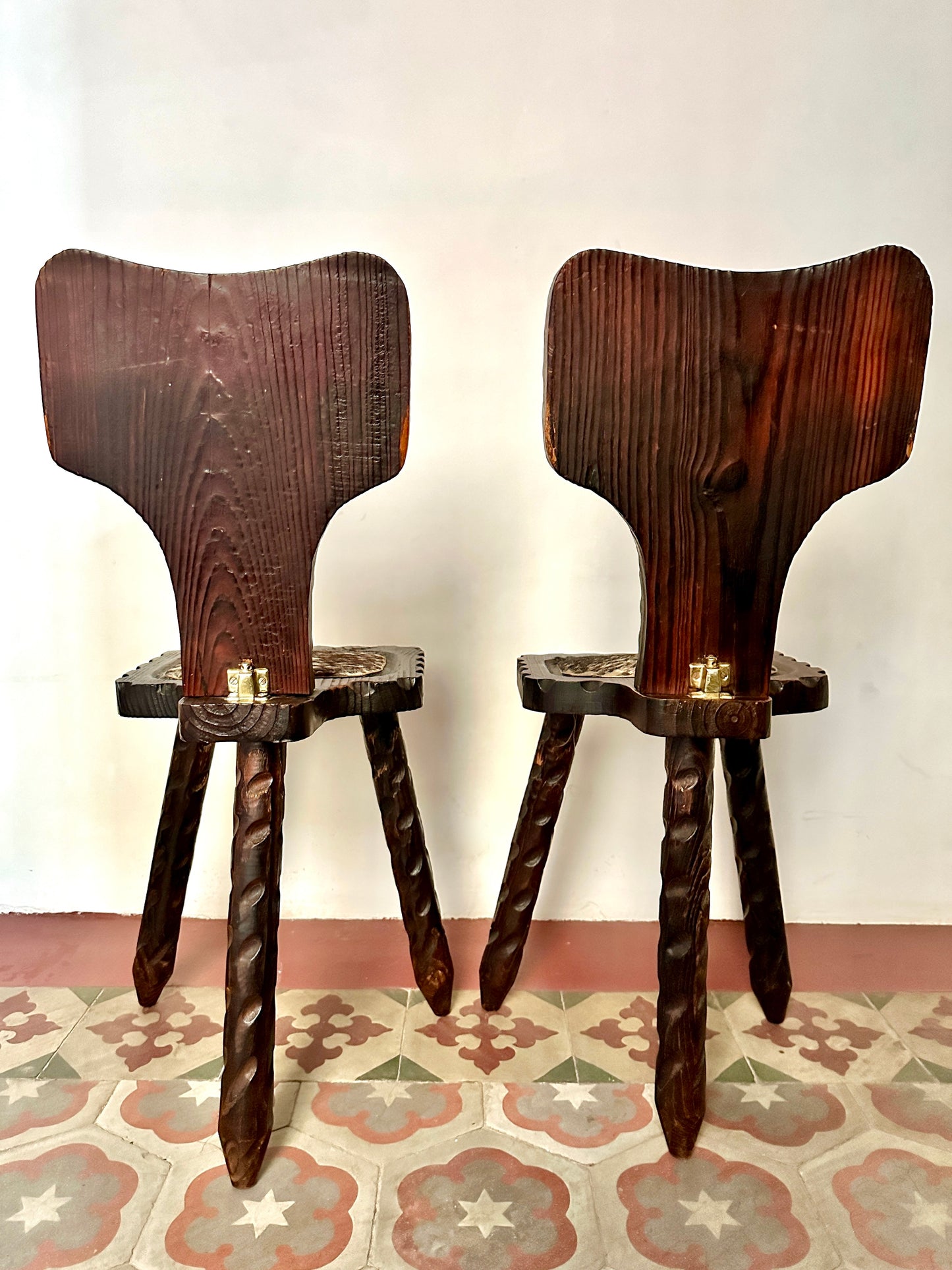 Pair Of 1960s Spanish Brutalist Stools