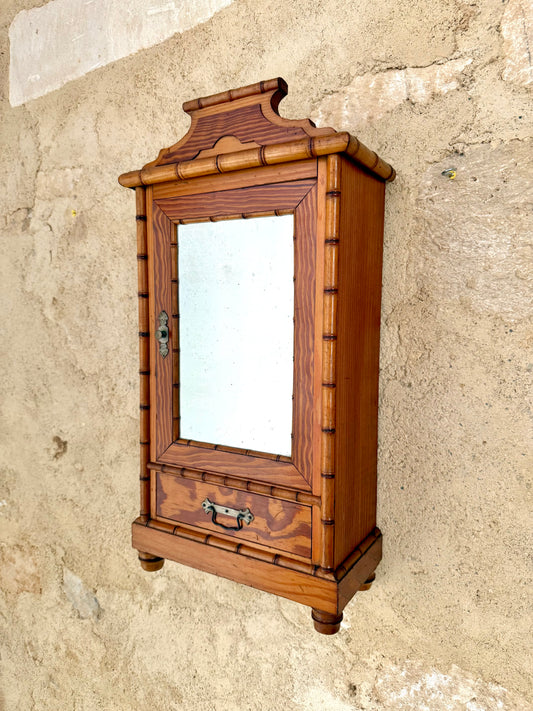 C19th French Pine Medicine Cabinet Or Jewellery Chest