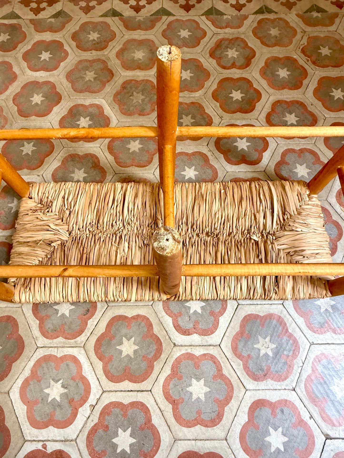 Early C20th Provençal Rush Seat Bench
