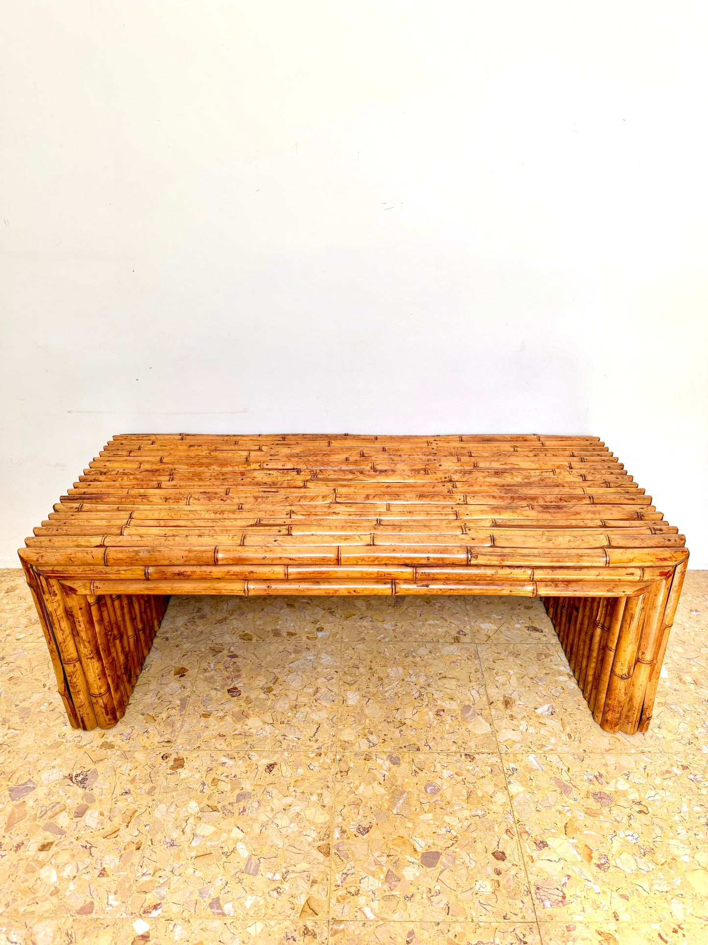 1960s French Bamboo Coffee Table