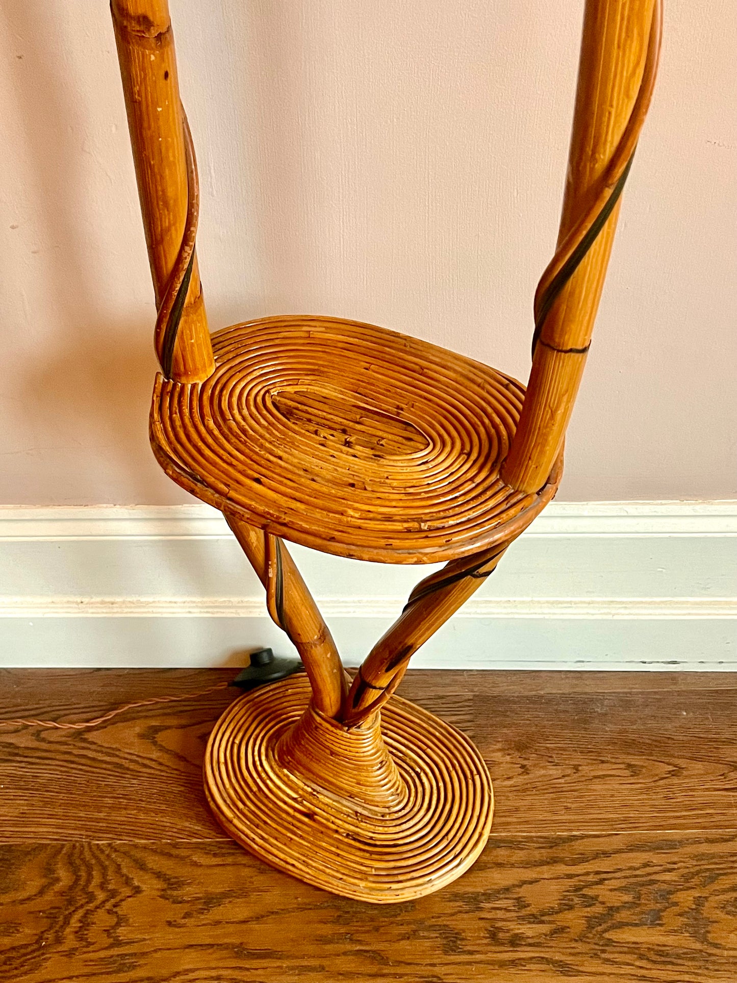 1960s French Louis Sognot Bamboo Floor Lamp