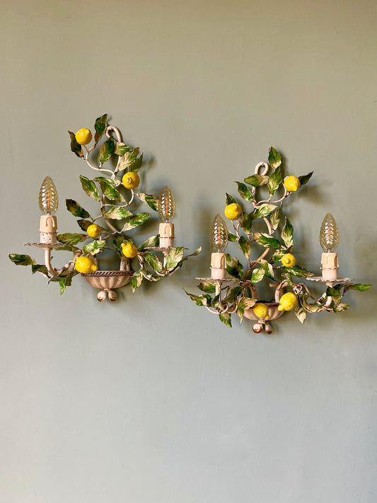 1940s Italian Lemon Tole Wall Lights