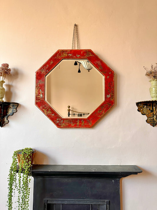1920s Lacquered Chinoiserie Wall Mirror (1 of 2)
