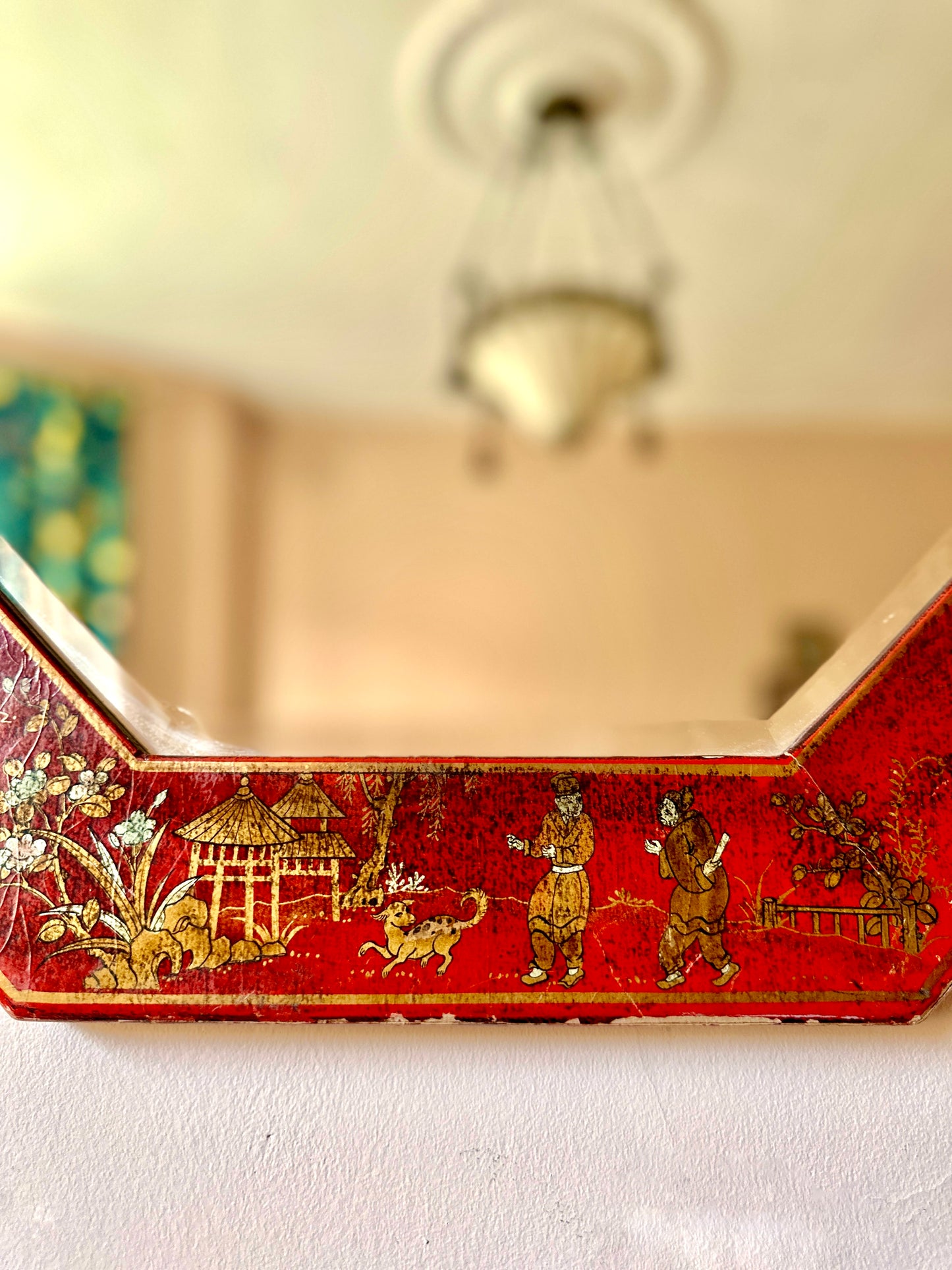 1920s Lacquered Chinoiserie Wall Mirror (1 of 2)
