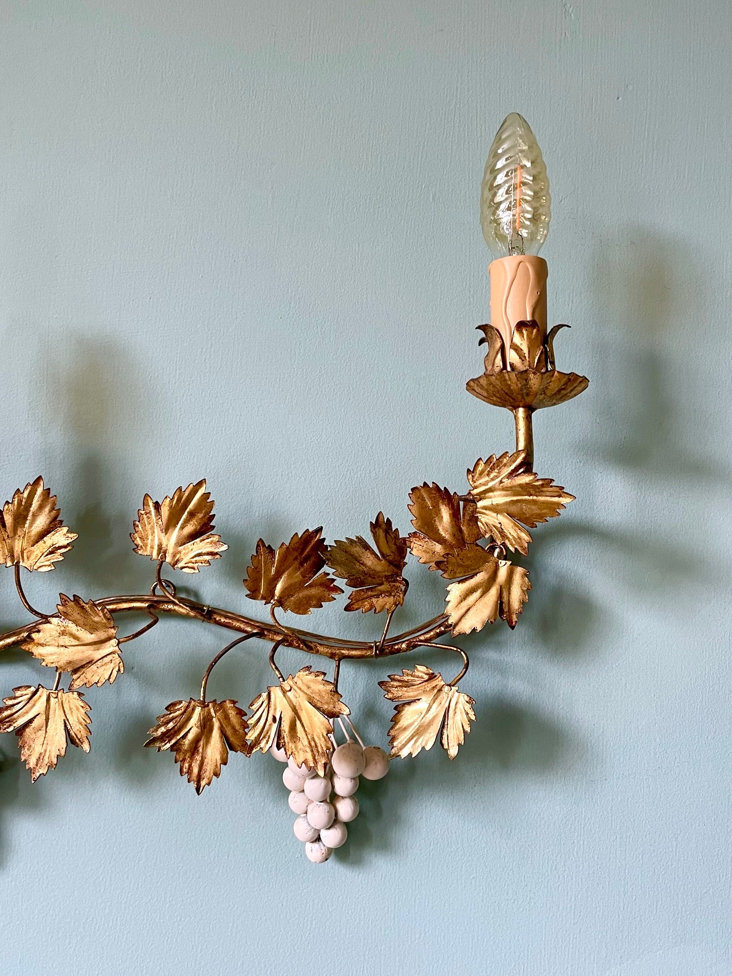 1940s Italian Grapevine Tole Wall Light