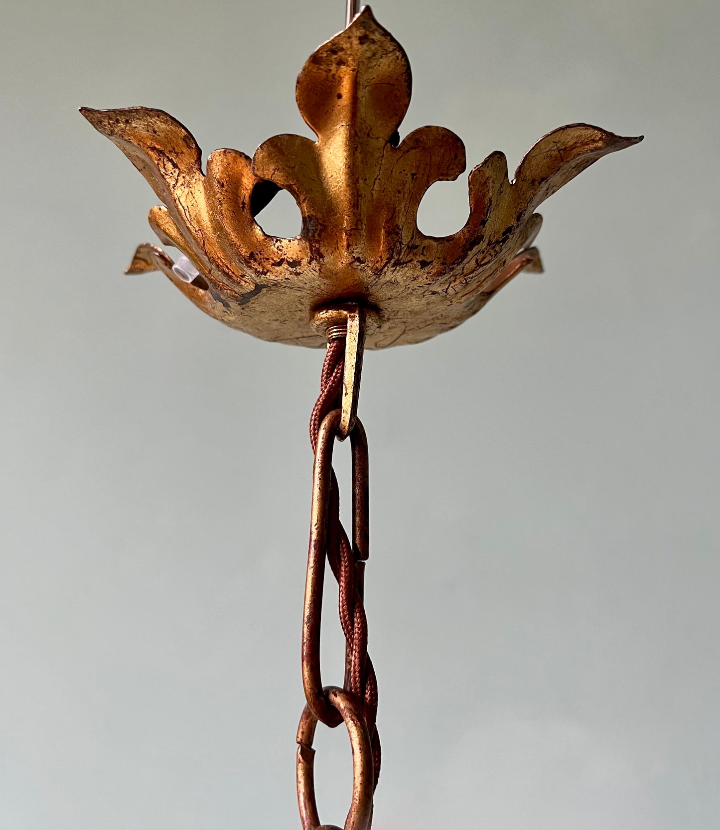 1940s French Gilt Pineapple Tole Chandelier