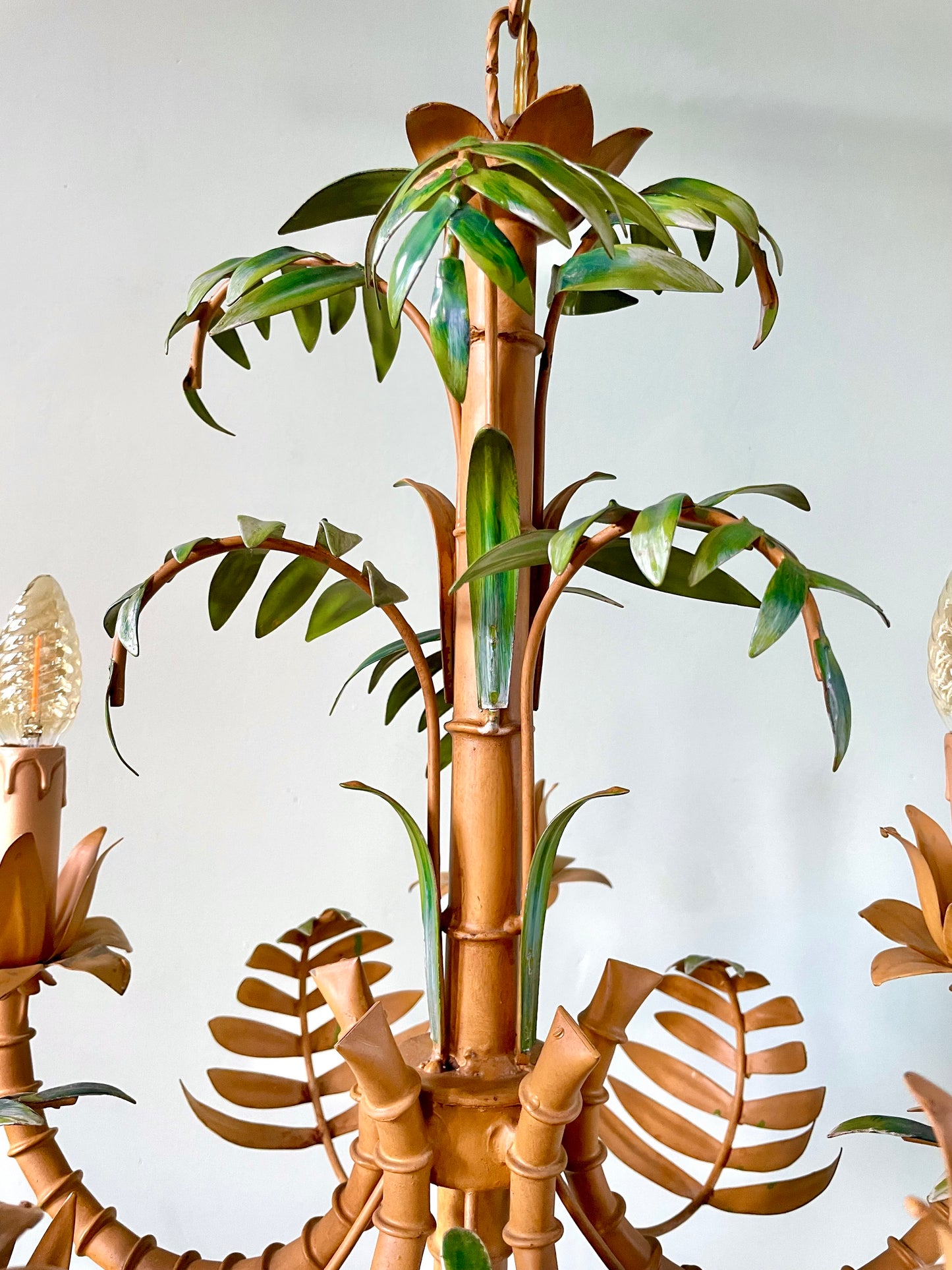 1950s French Bamboo Tole Chandelier