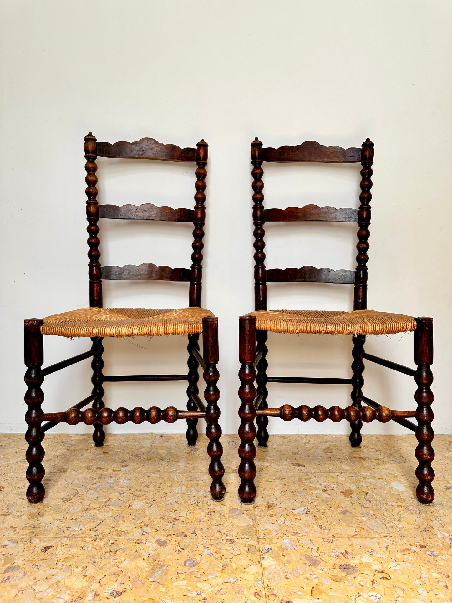 Pair Of French Rush Seat Occasional Chairs