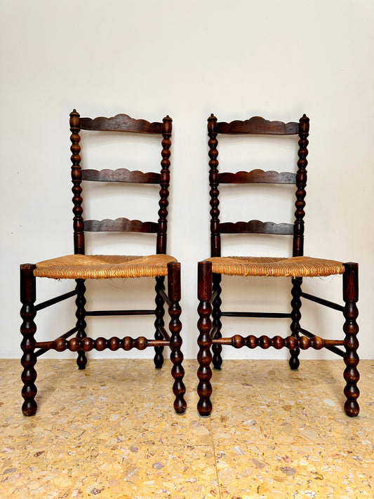 Pair Of French Rush Seat Occasional Chairs