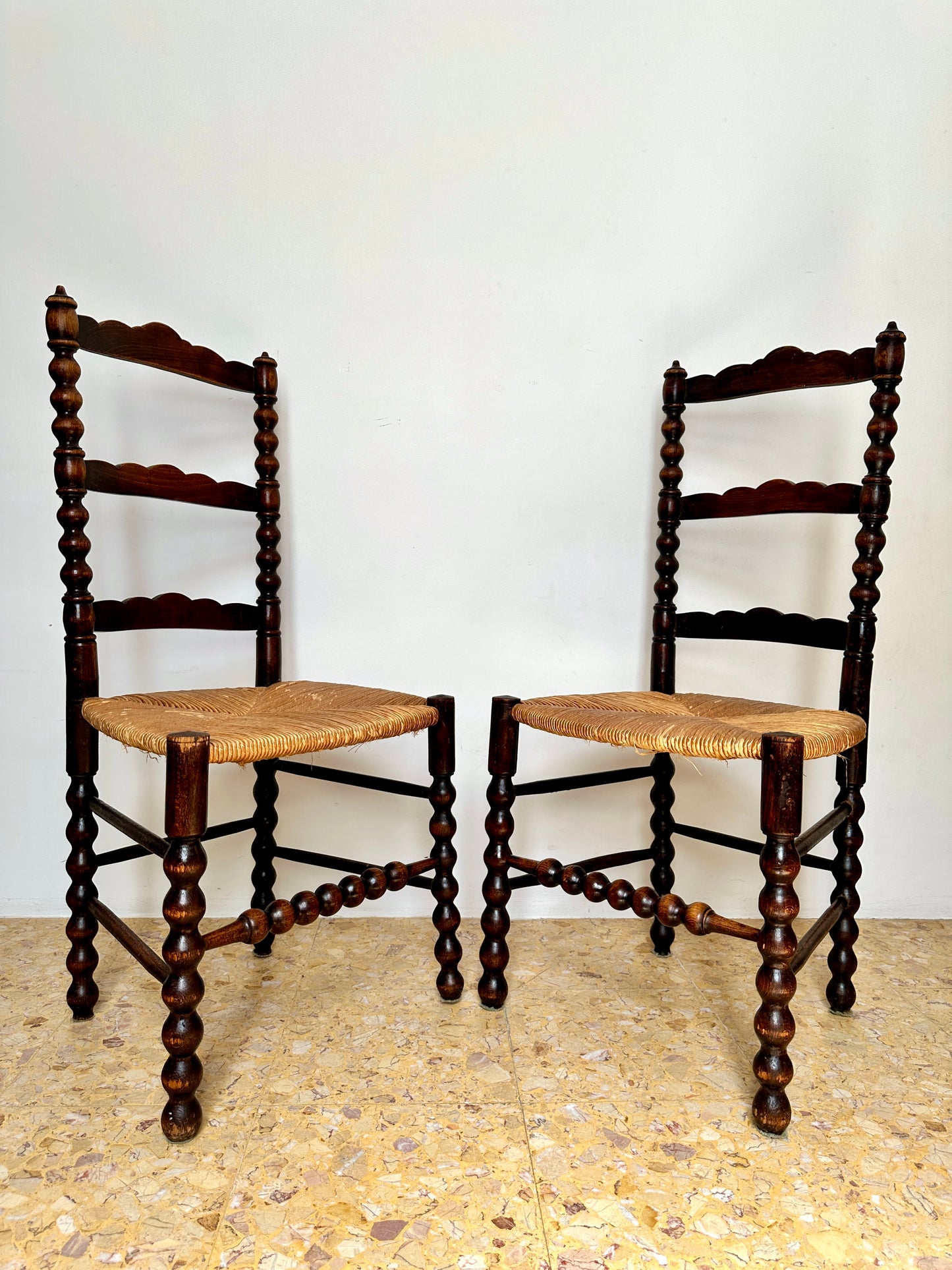 Pair Of French Rush Seat Occasional Chairs