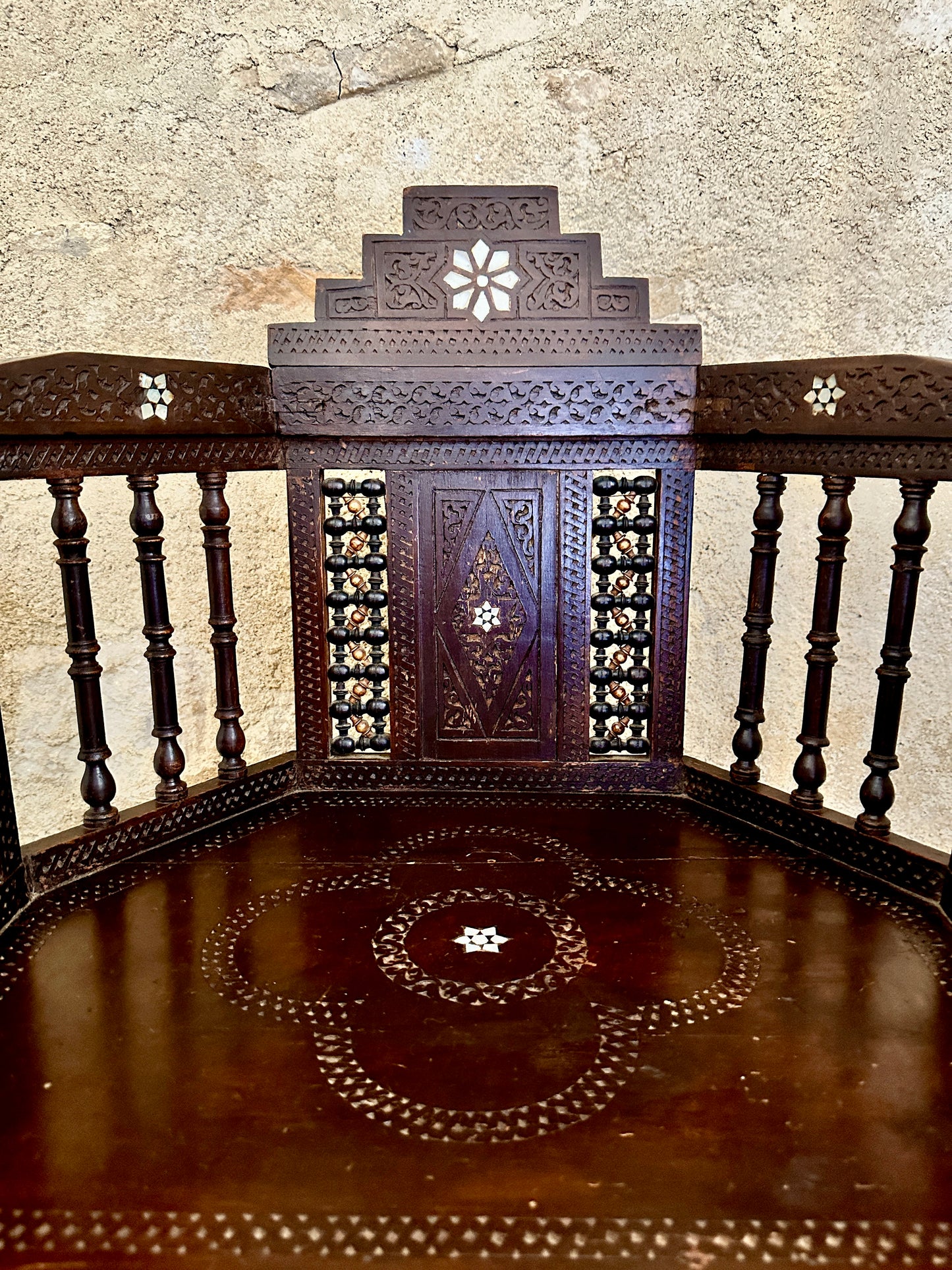 Pair Of Syrian Mother-Of-Pearl Inlaid Armchairs