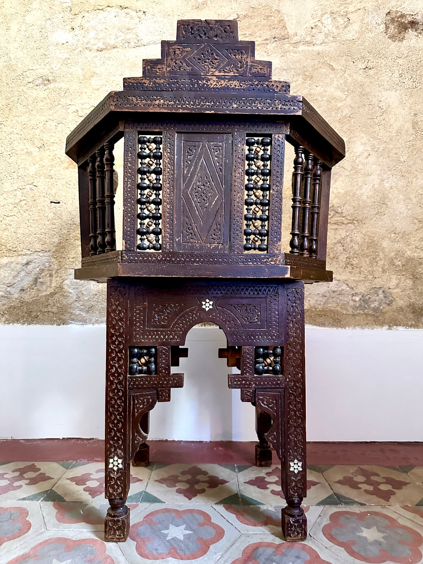 Pair Of Syrian Mother-Of-Pearl Inlaid Armchairs