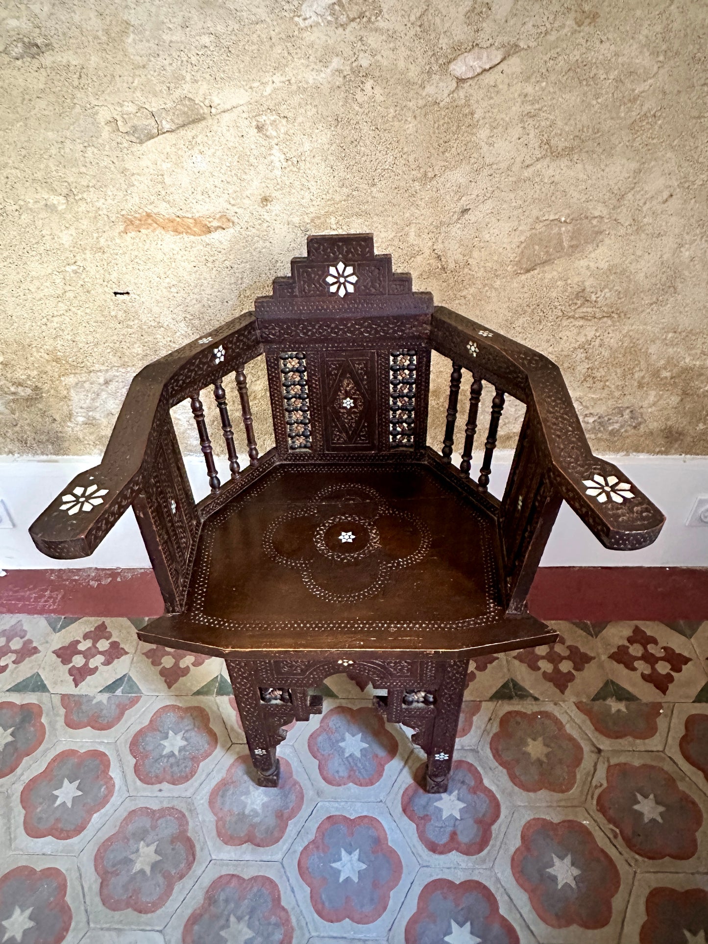 Pair Of Syrian Mother-Of-Pearl Inlaid Armchairs