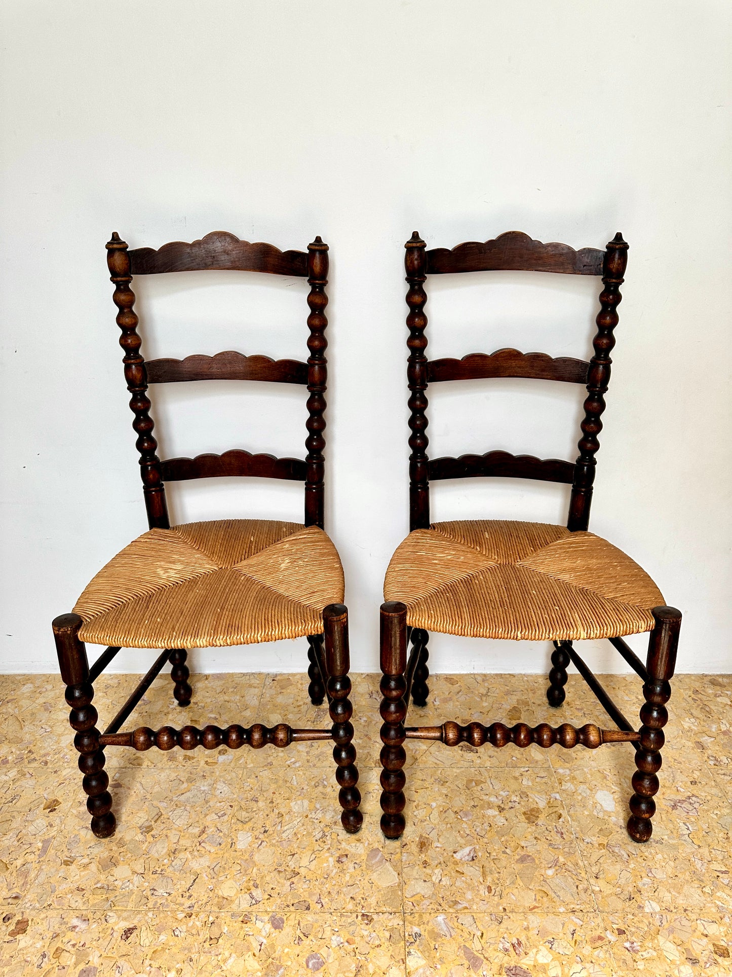 Pair Of French Rush Seat Occasional Chairs