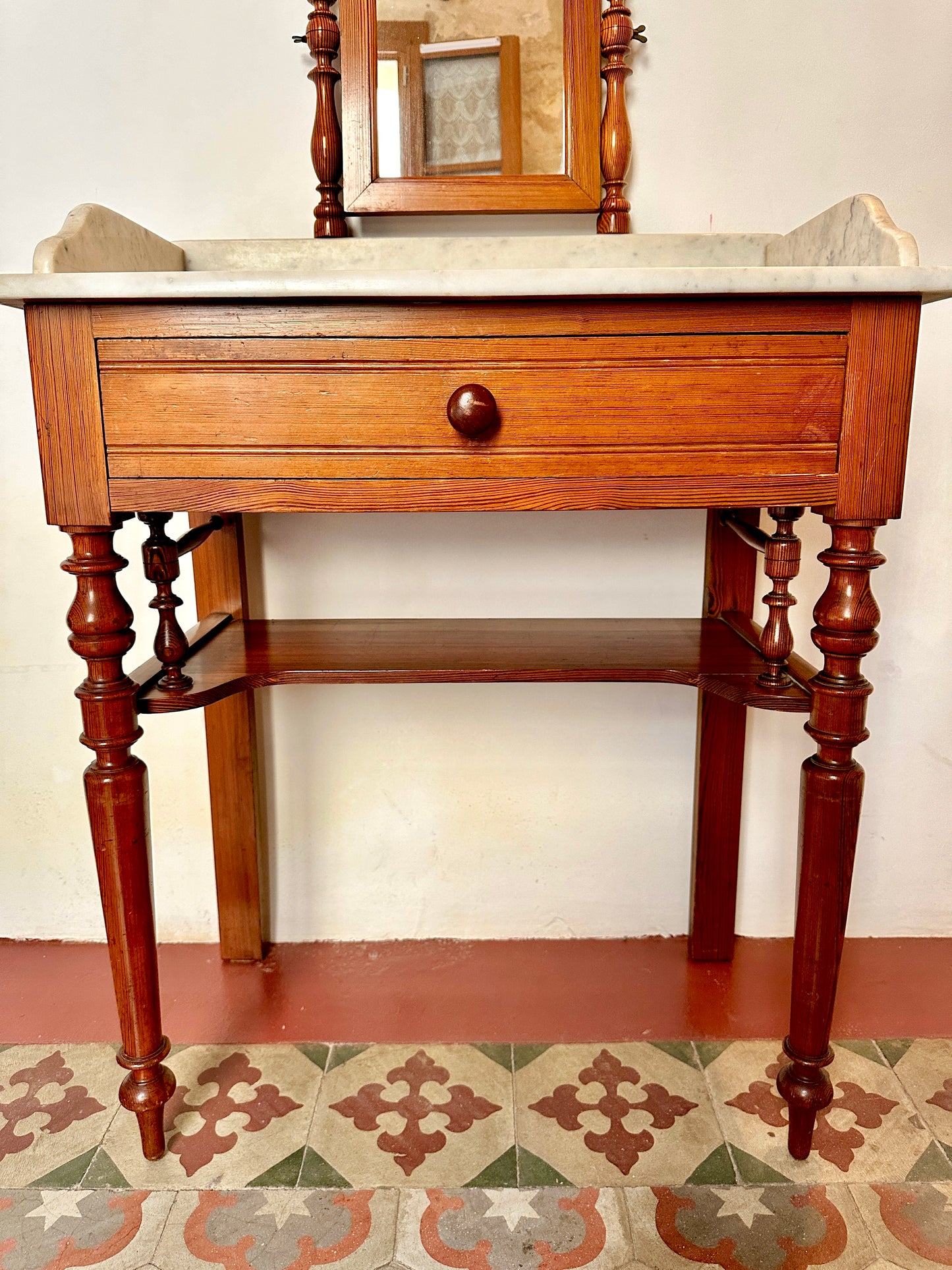 C19th French Pine & Marble Washstand