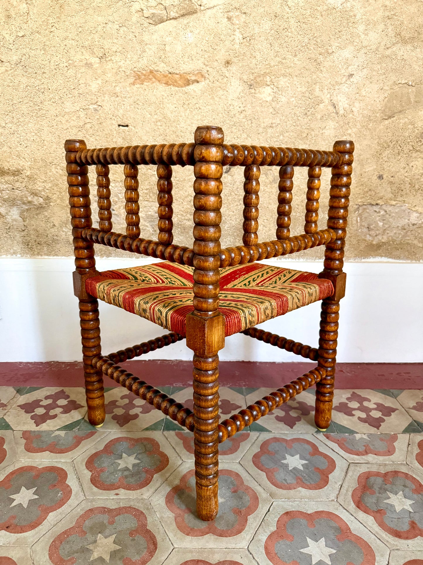Early C20th French Bobbin Corner Chair