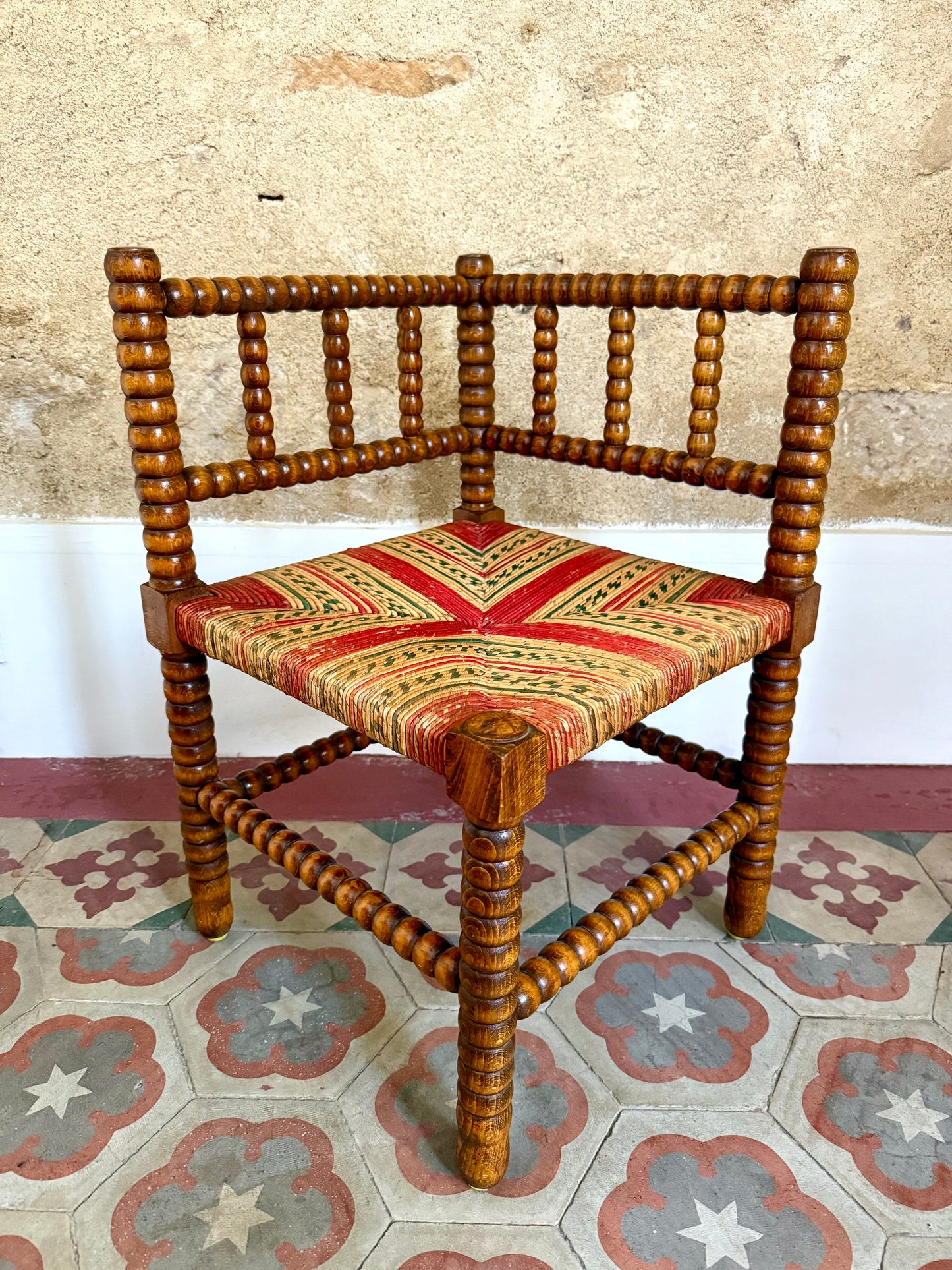 Early C20th French Bobbin Corner Chair