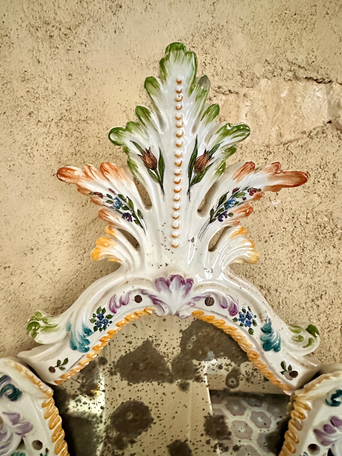 Pair Of Early C19th Bassano Ceramic Mirrors