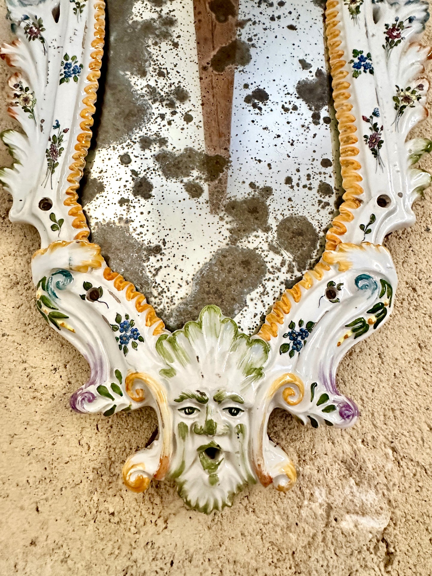 Pair Of Early C19th Bassano Ceramic Mirrors