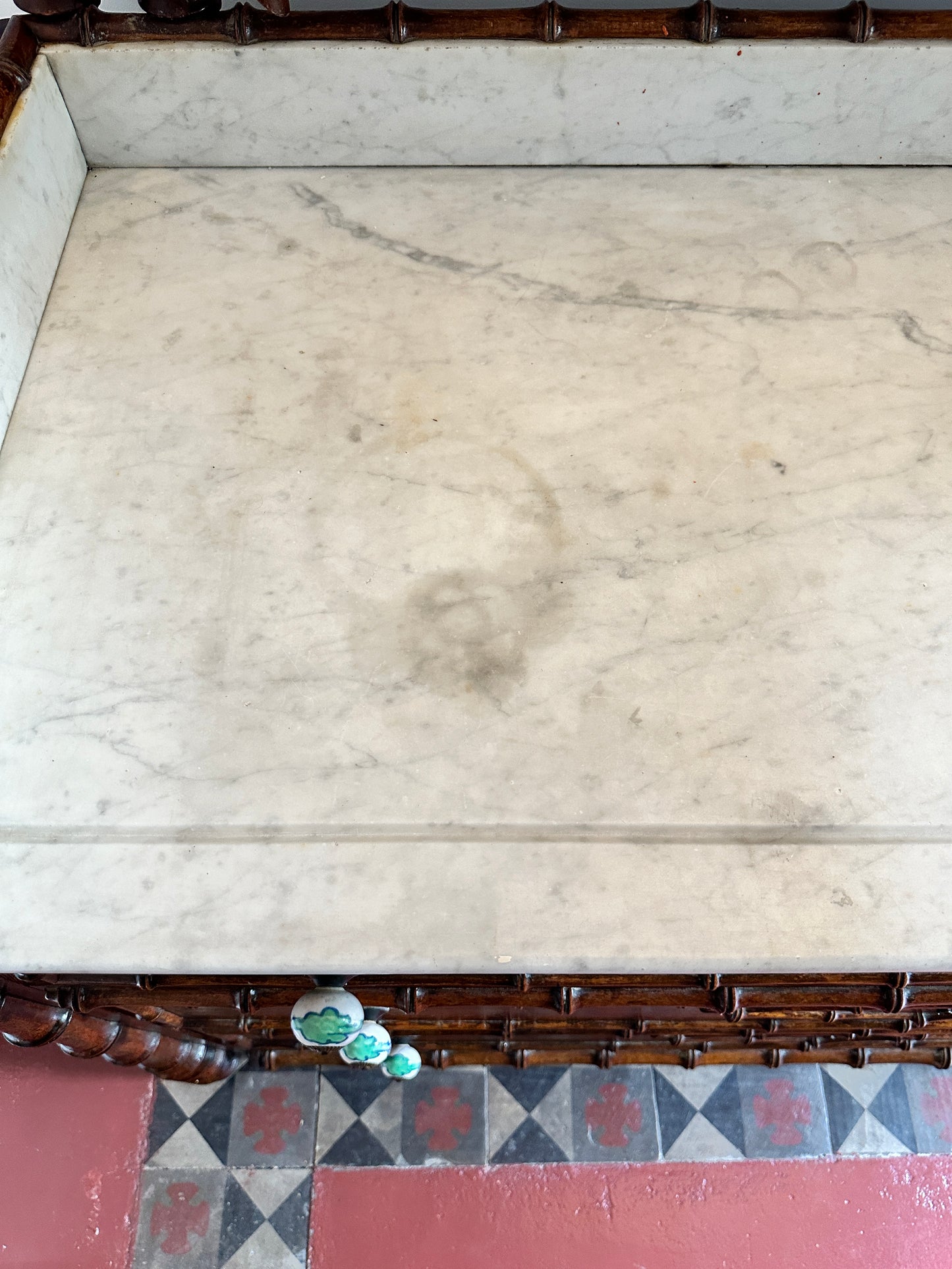 C19th French Faux Bamboo & Marble Dresser