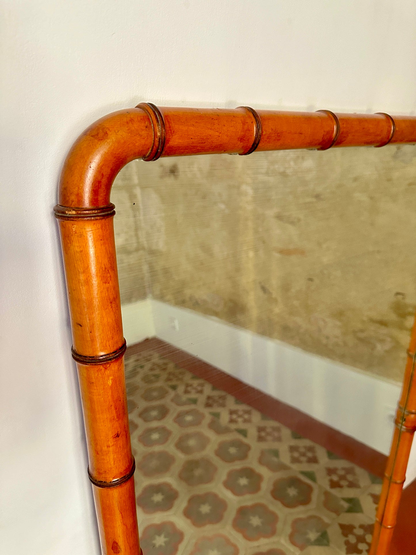 Large C19th French Faux Bamboo Mirror