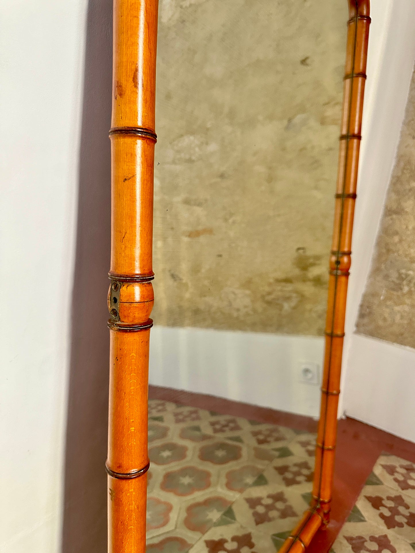 Large C19th French Faux Bamboo Mirror
