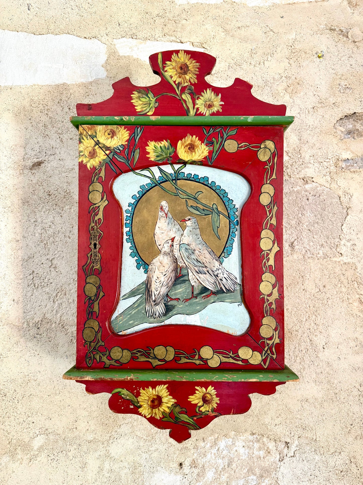 Late C19th French Folk Art Wall Cabinet