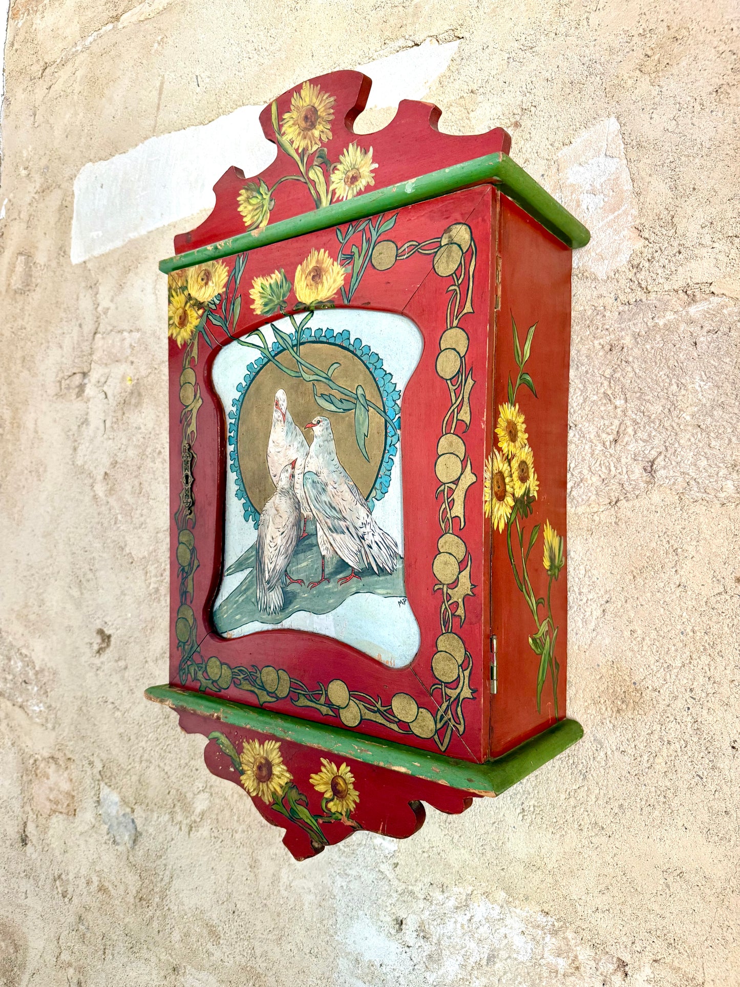 Late C19th French Folk Art Wall Cabinet