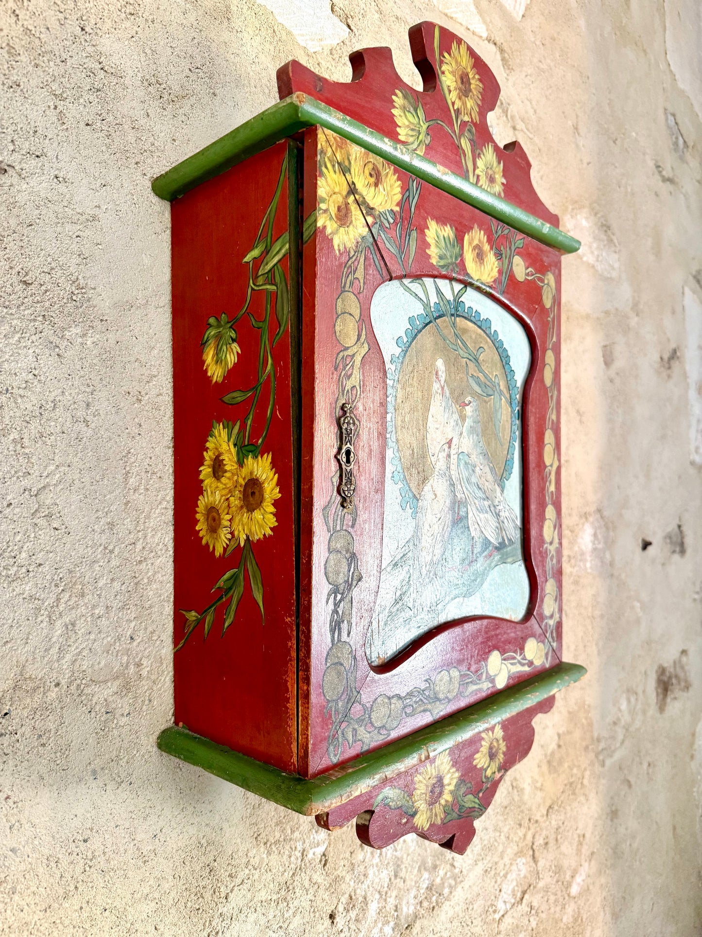 Late C19th French Folk Art Wall Cabinet