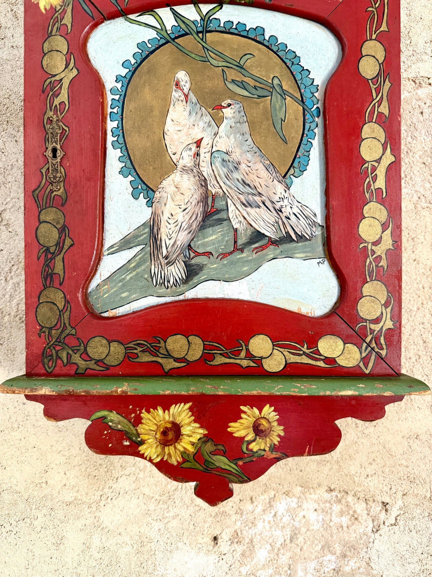 Late C19th French Folk Art Wall Cabinet