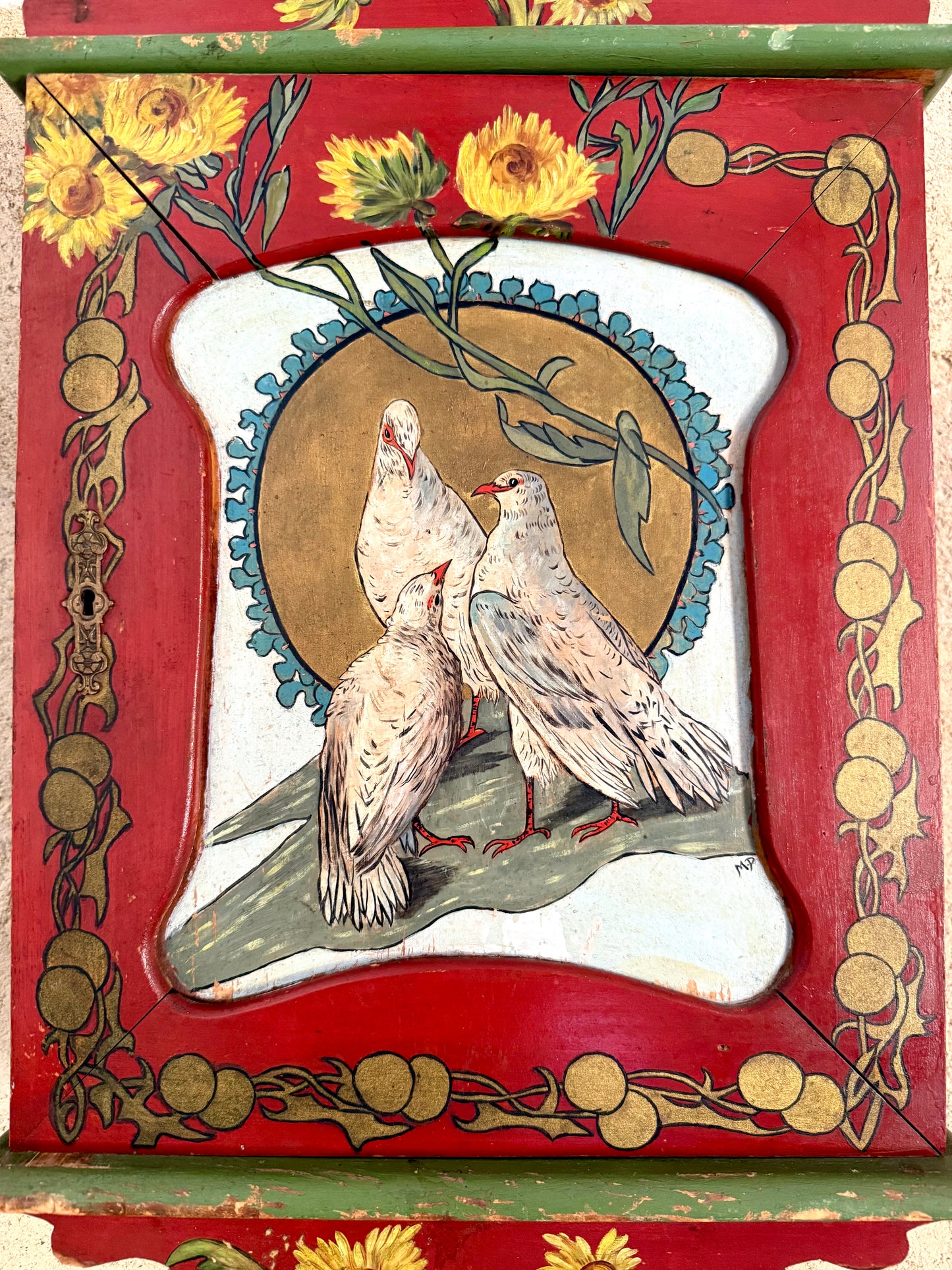 Late C19th French Folk Art Wall Cabinet