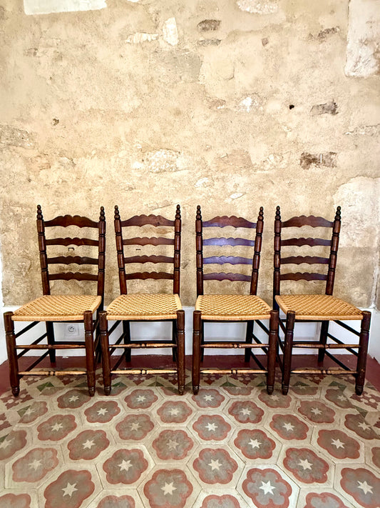Set Of Four Rustic French Farmhouse Chairs