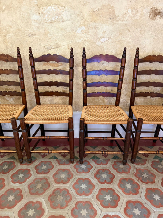 Set Of Four Rustic French Farmhouse Chairs