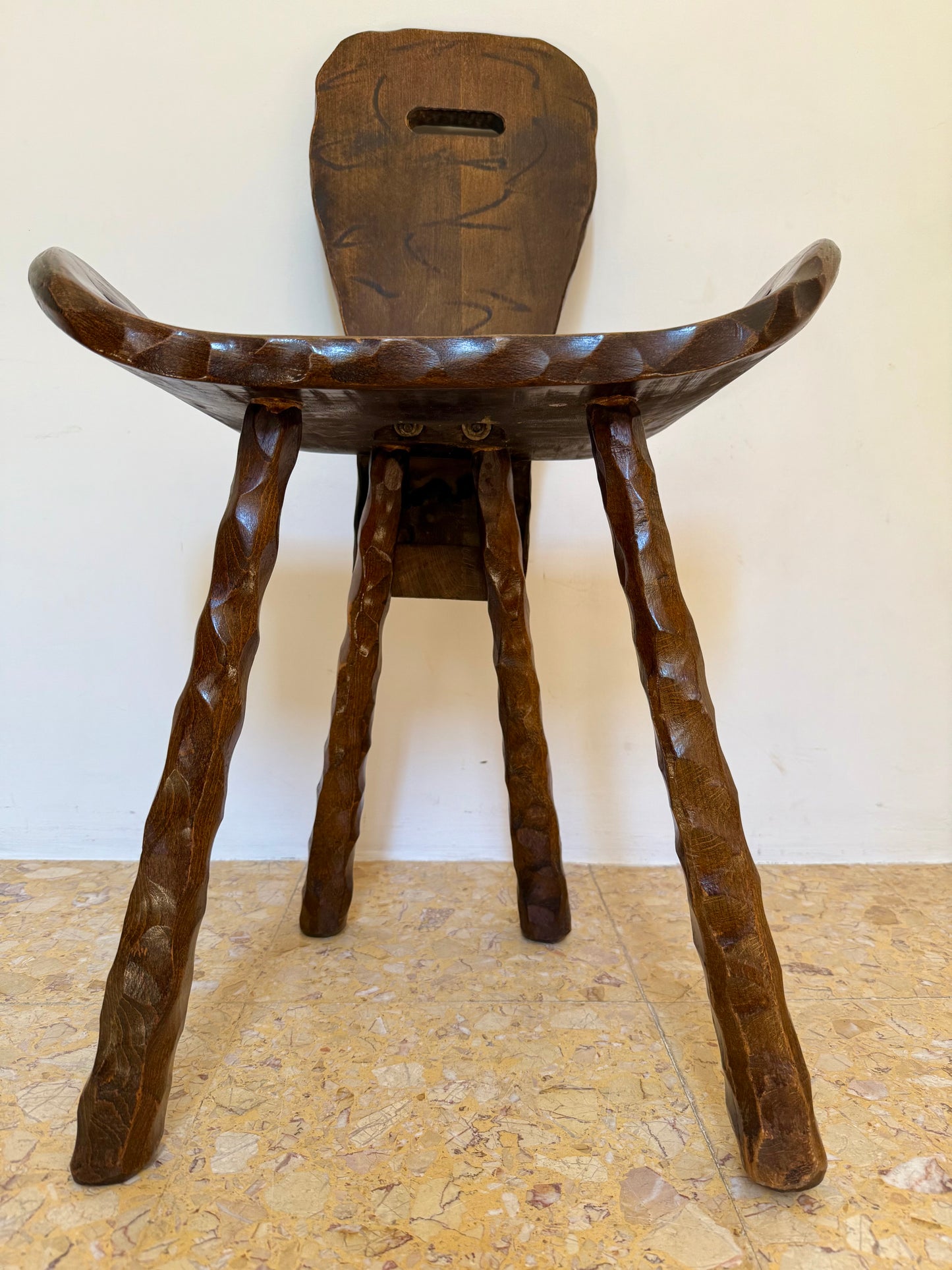Set Of Four Brutalist Elm Stools