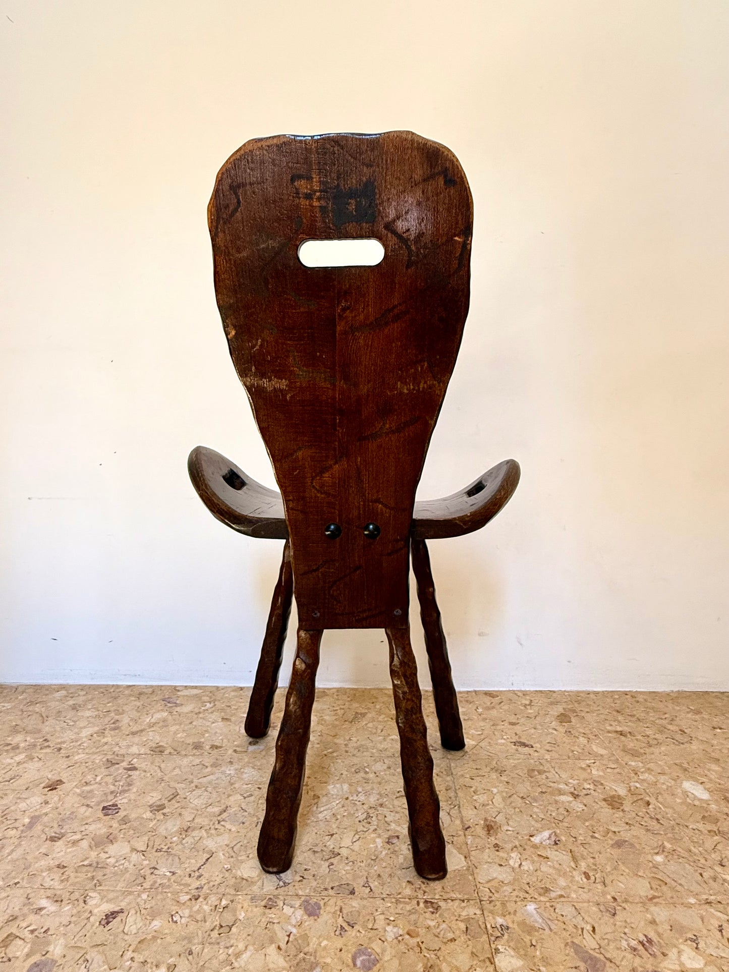 Set Of Four Brutalist Elm Stools