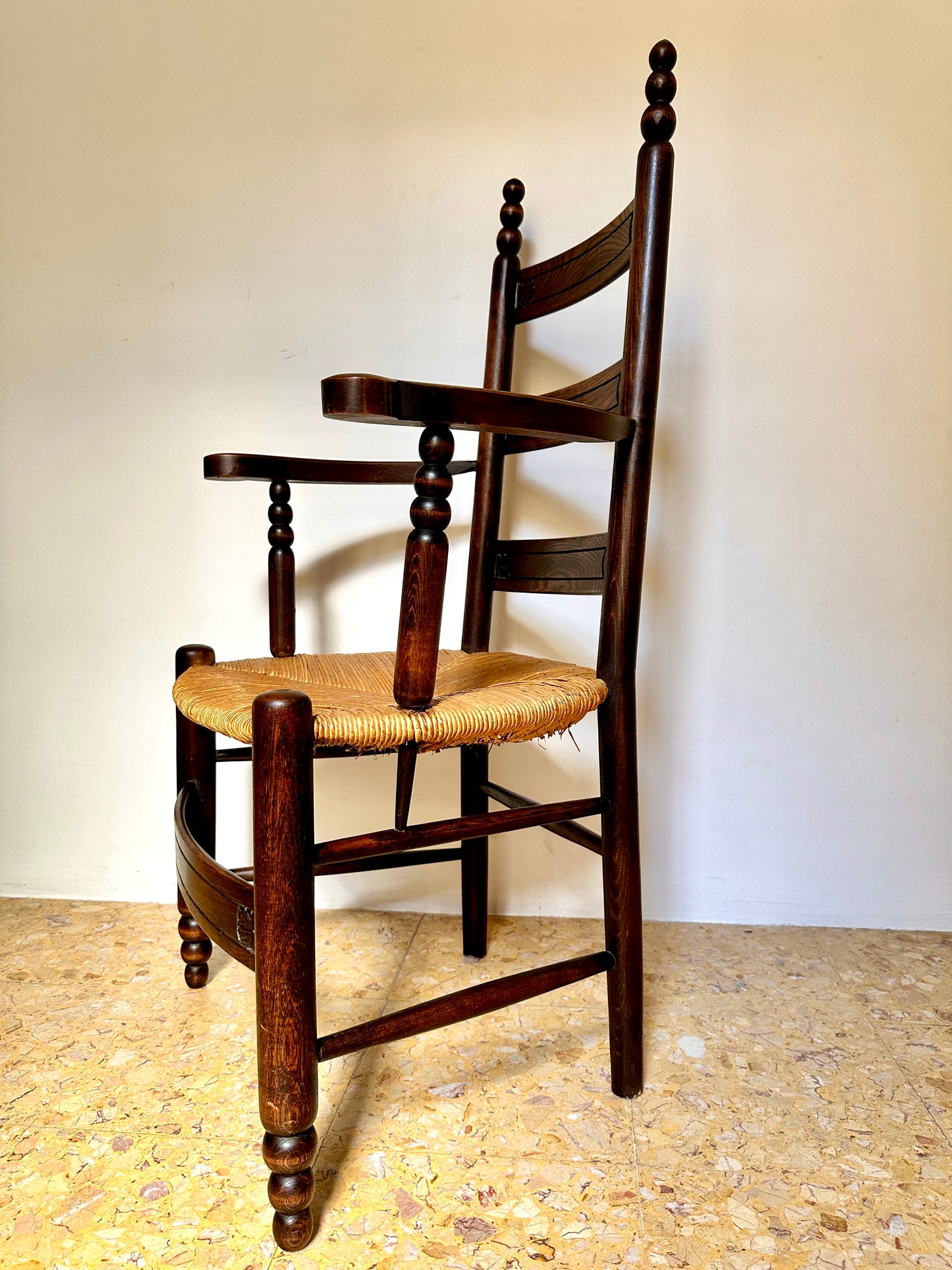 Early C20th Breton Rush Seat Armchairs (Available Individually)