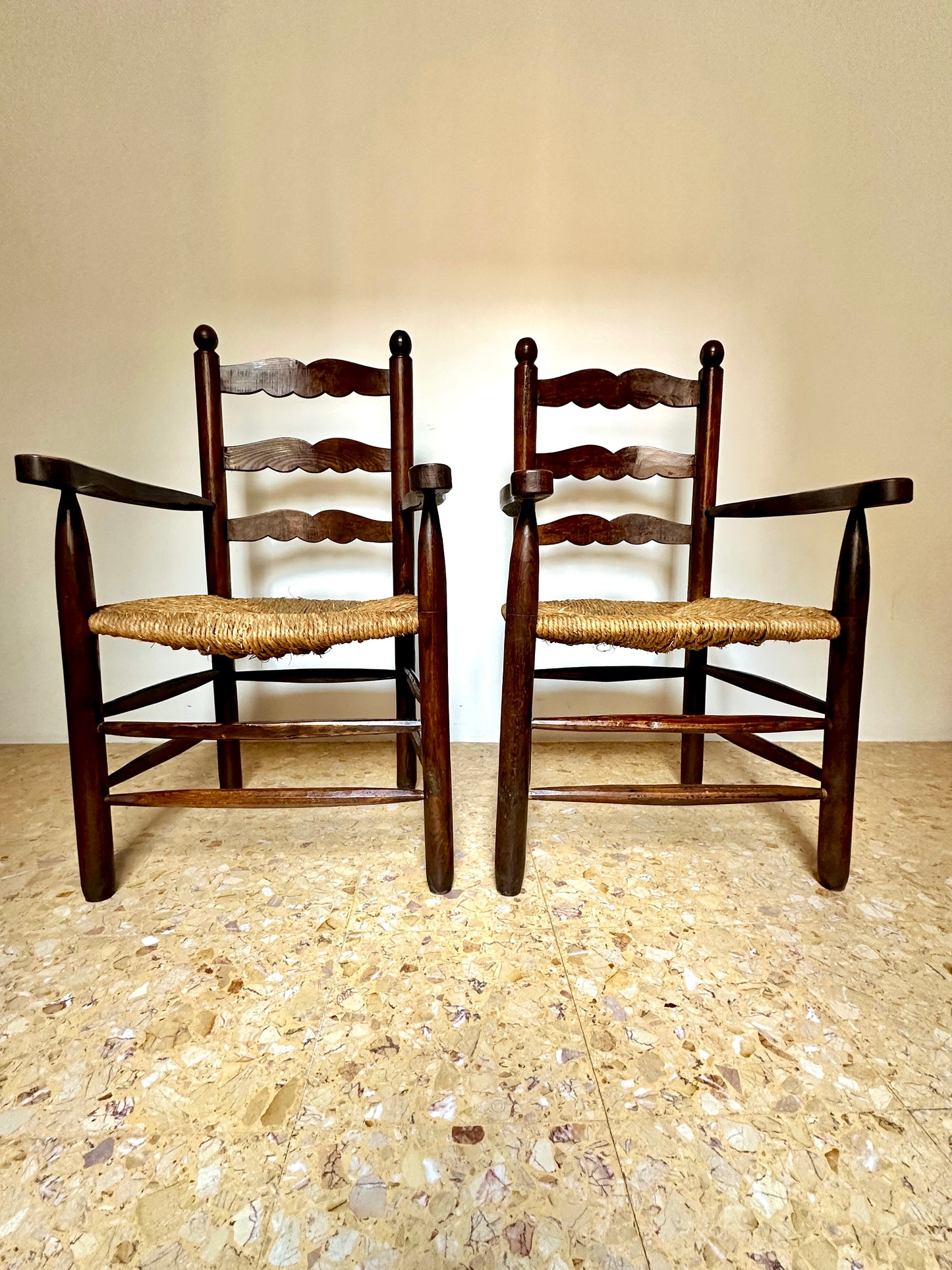 Early C20th Provençal Rush Seat Armchairs (Available Individually)