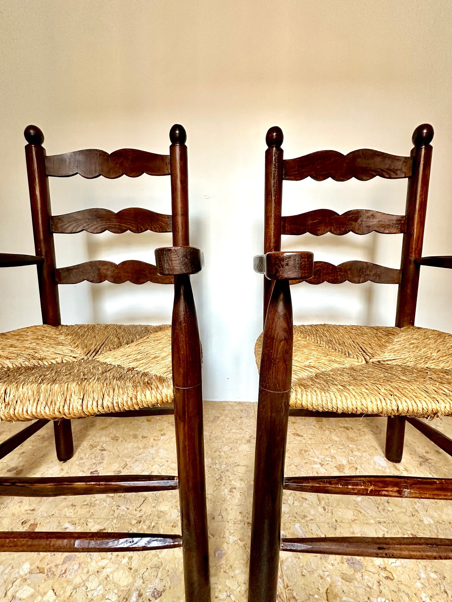 Early C20th Provençal Rush Seat Armchairs (Available Individually)