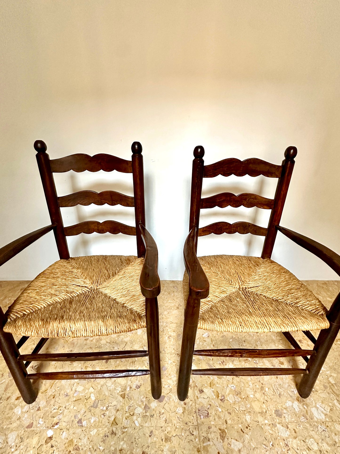 Early C20th Provençal Rush Seat Armchairs (Available Individually)