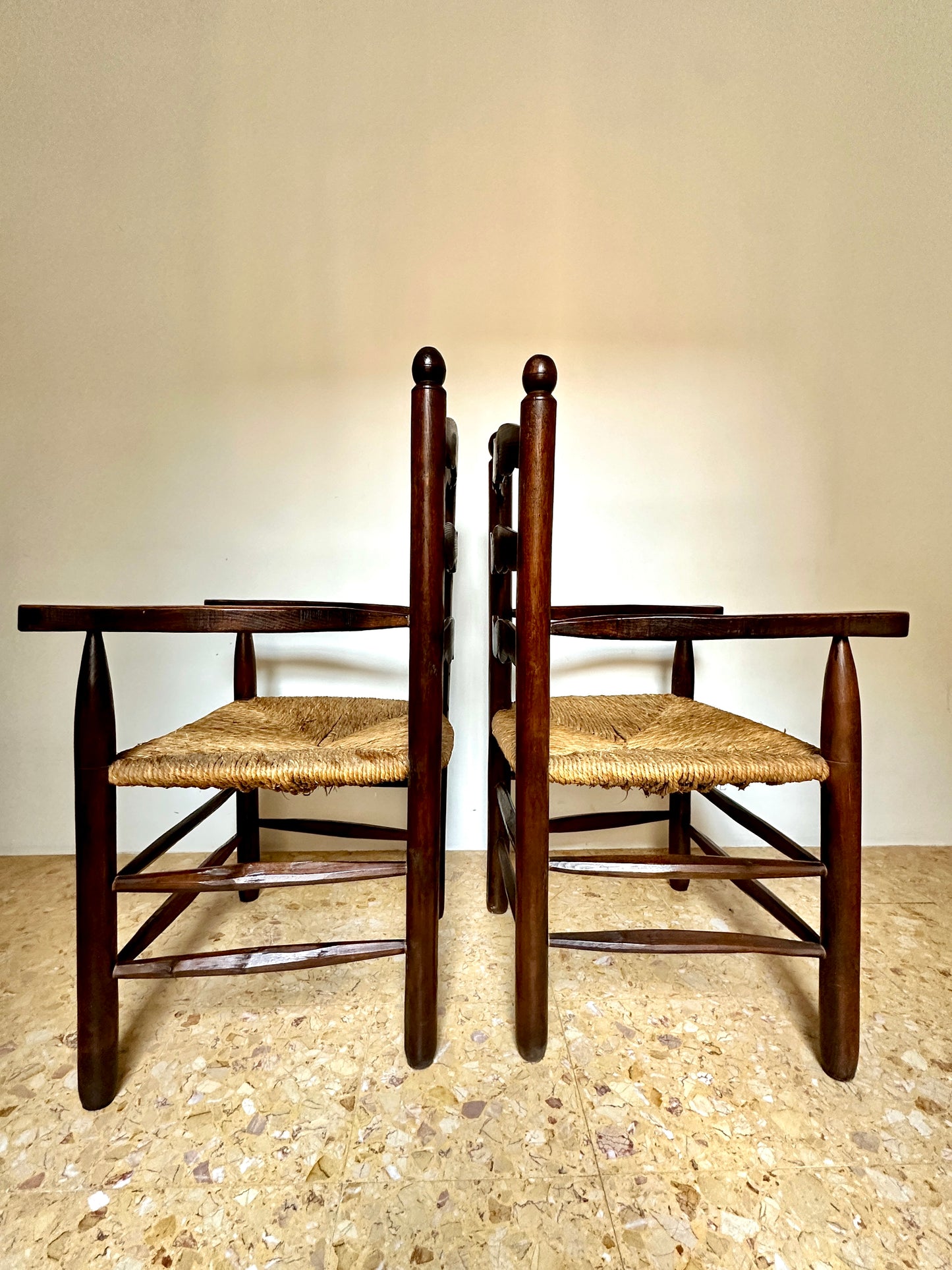 Early C20th Provençal Rush Seat Armchairs (Available Individually)