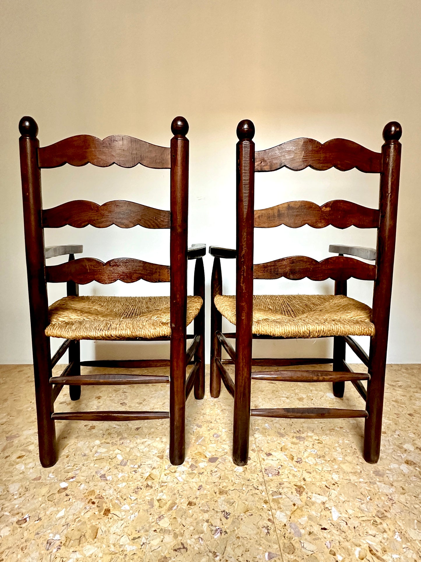 Early C20th Provençal Rush Seat Armchairs (Available Individually)