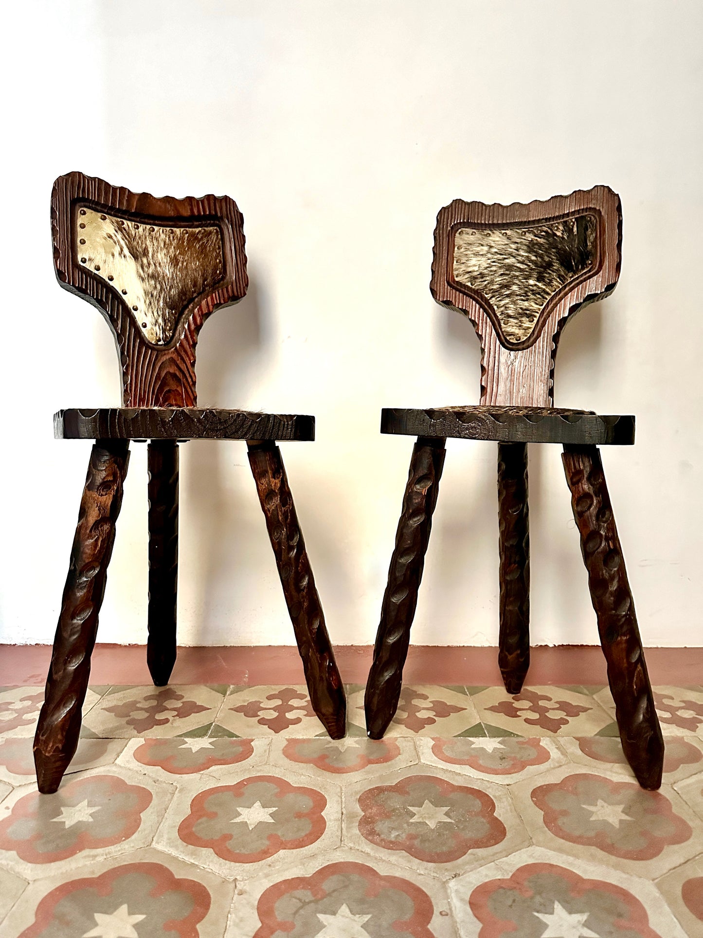 Pair Of 1960s Spanish Brutalist Stools