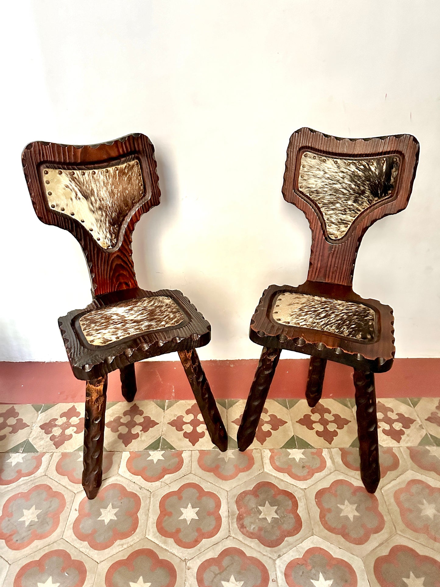 Pair Of 1960s Spanish Brutalist Stools
