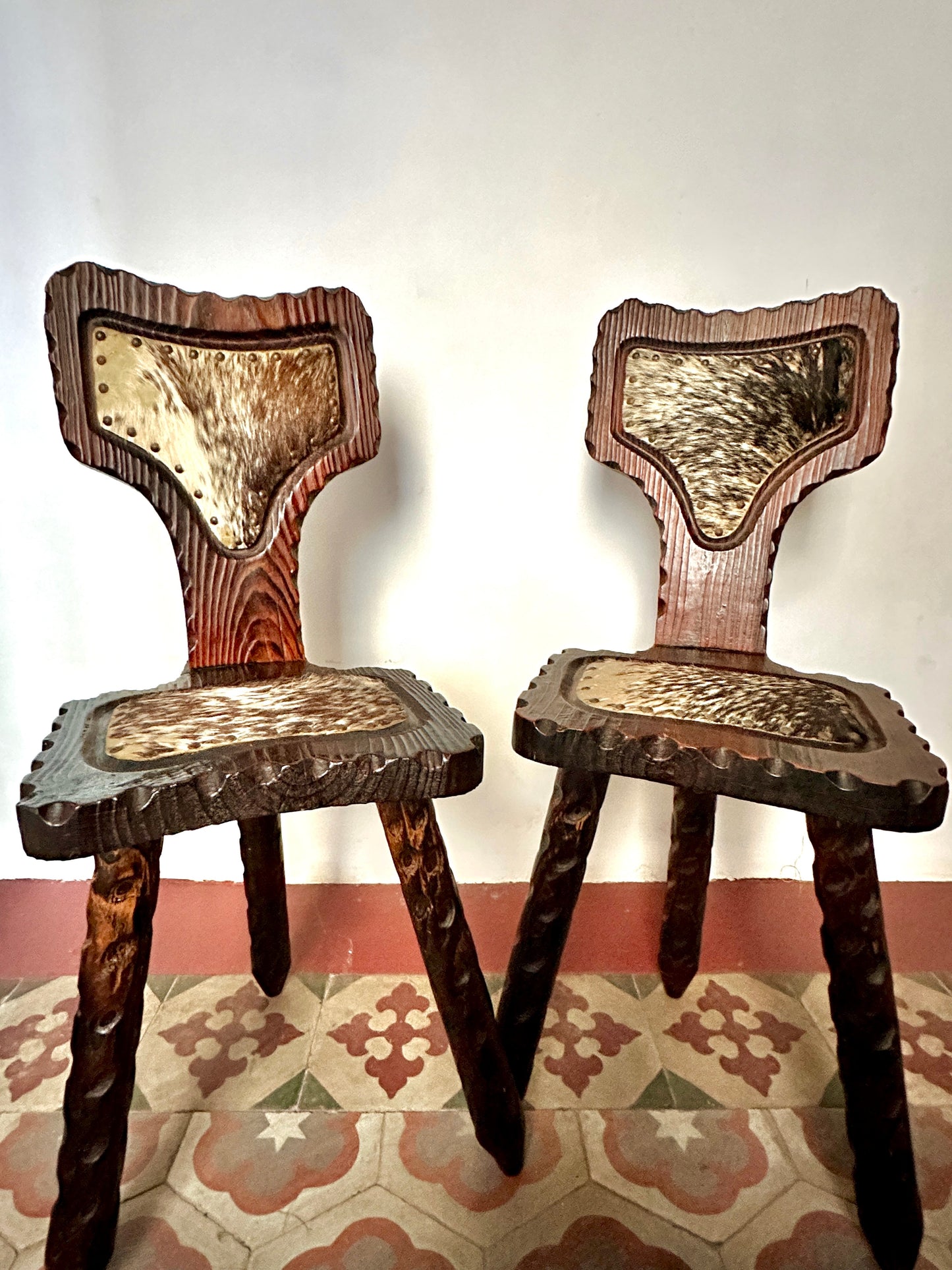Pair Of 1960s Spanish Brutalist Stools