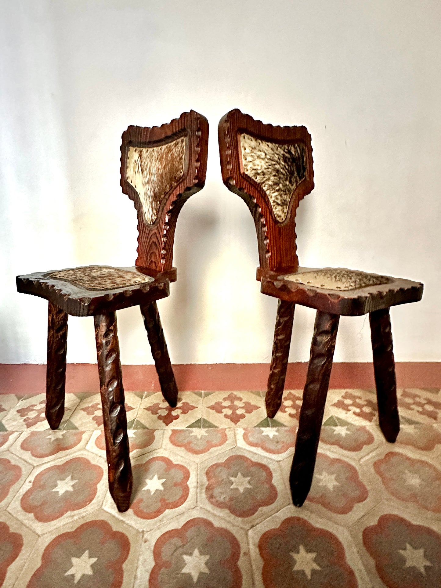 Pair Of 1960s Spanish Brutalist Stools