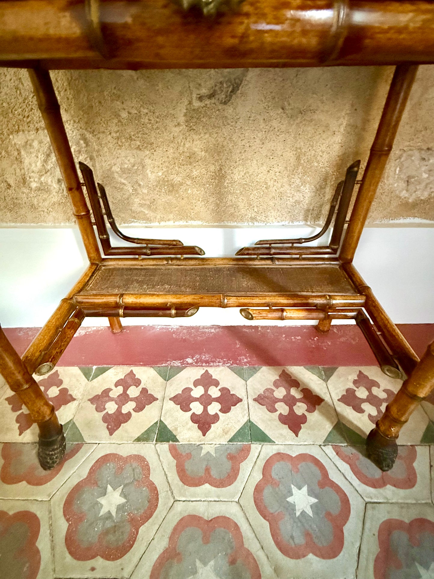 C19th French Bamboo & Marble Washstand