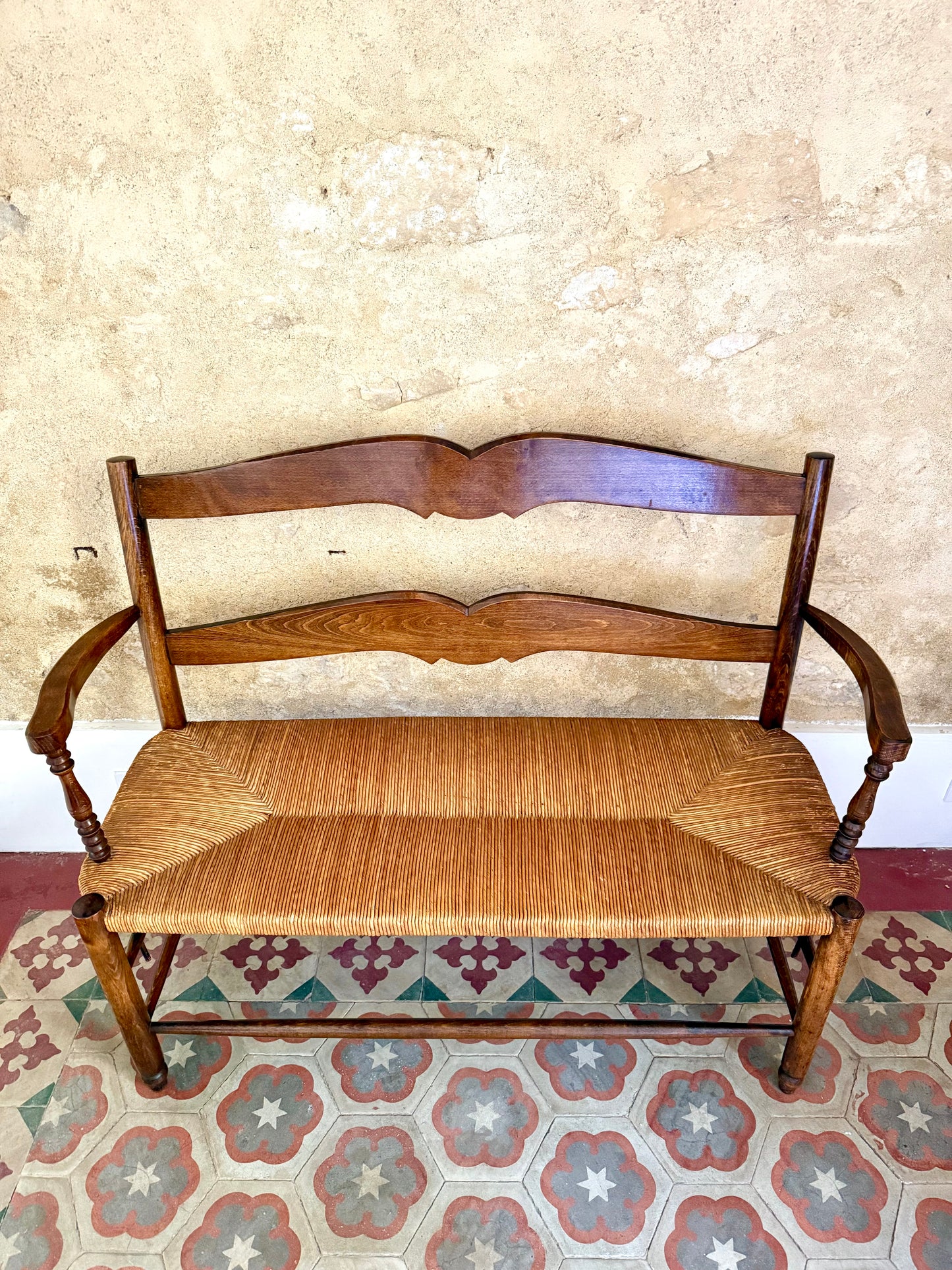 Early C19th Provençal Rush Seat Bench