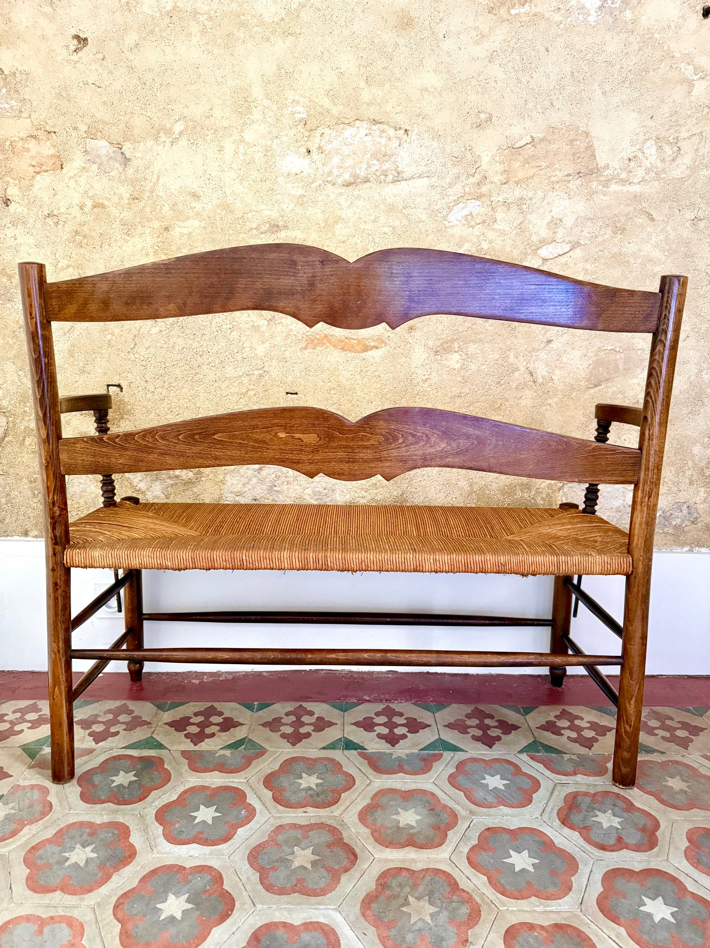 Early C19th Provençal Rush Seat Bench
